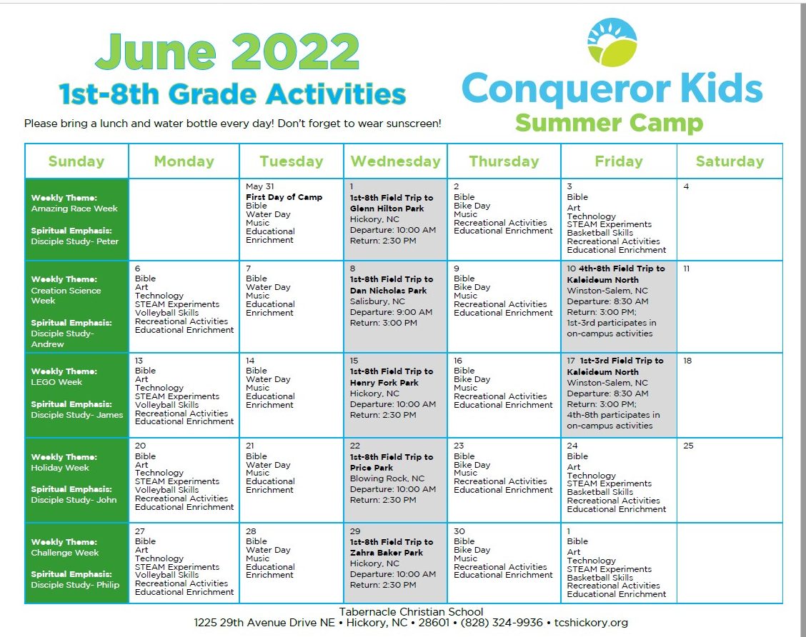 Camp Calendars 2021